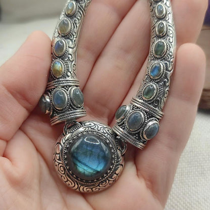 Collana semirigida in argento 925 labradorite - RHOINI