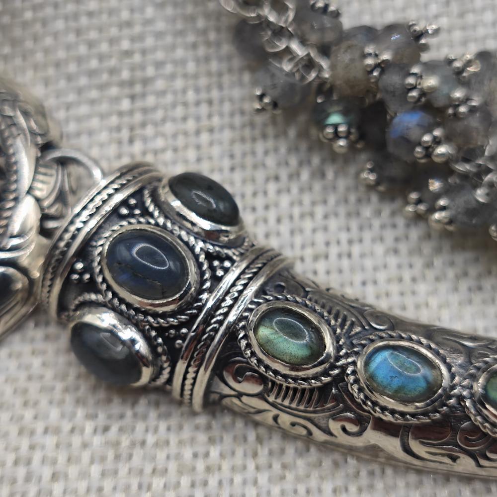 Collana semirigida in argento 925 labradorite - RHOINI