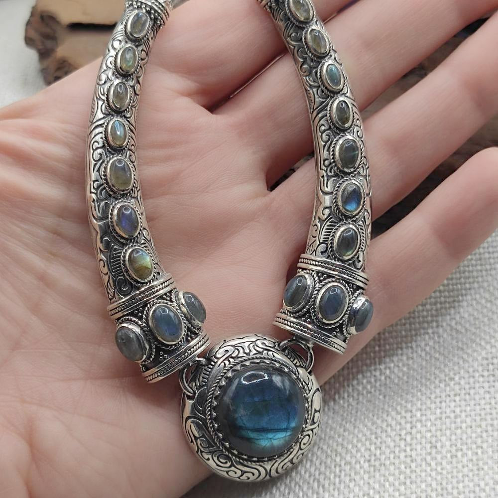 Collana semirigida in argento 925 labradorite - RHOINI