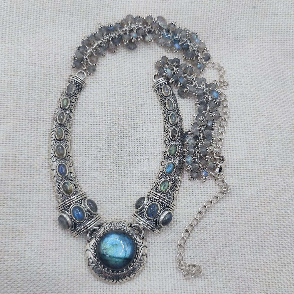 Collana semirigida in argento 925 labradorite - RHOINI