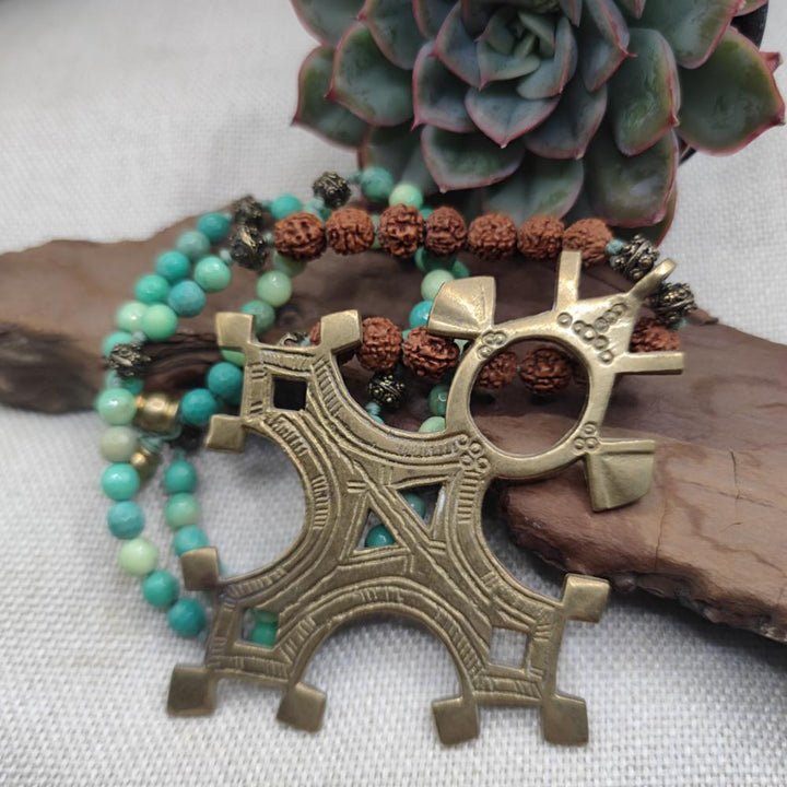 Collana artigianale crisoprasio in ottone - MUSI