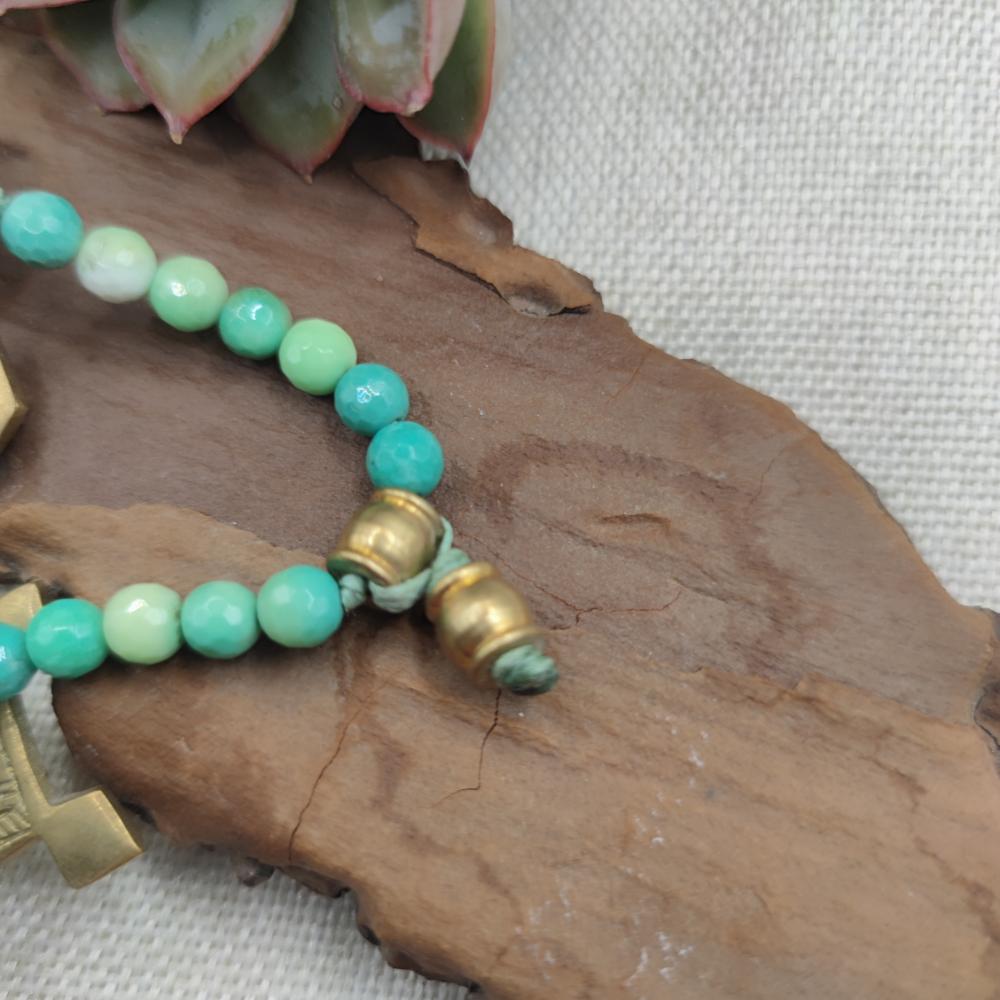 Collana artigianale crisoprasio in ottone - MUSI