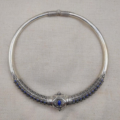 Collana rigida apribile in argento 925 lapislazzuli - YAMUNOTRI