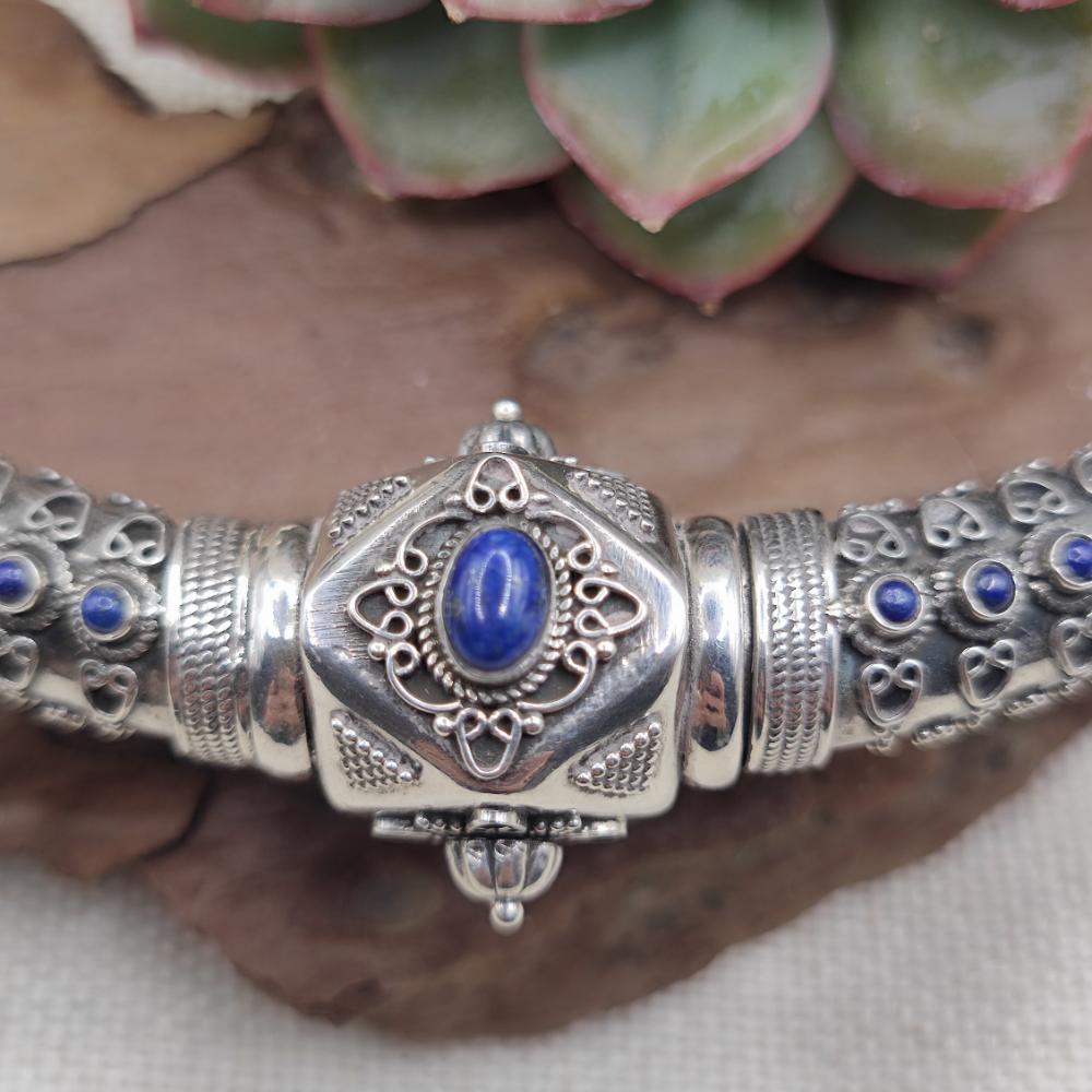 Collana rigida apribile in argento 925 lapislazzuli - YAMUNOTRI