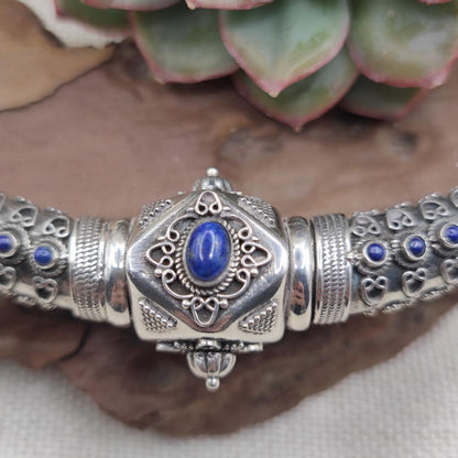 Collana rigida apribile in argento 925 lapislazzuli - YAMUNOTRI