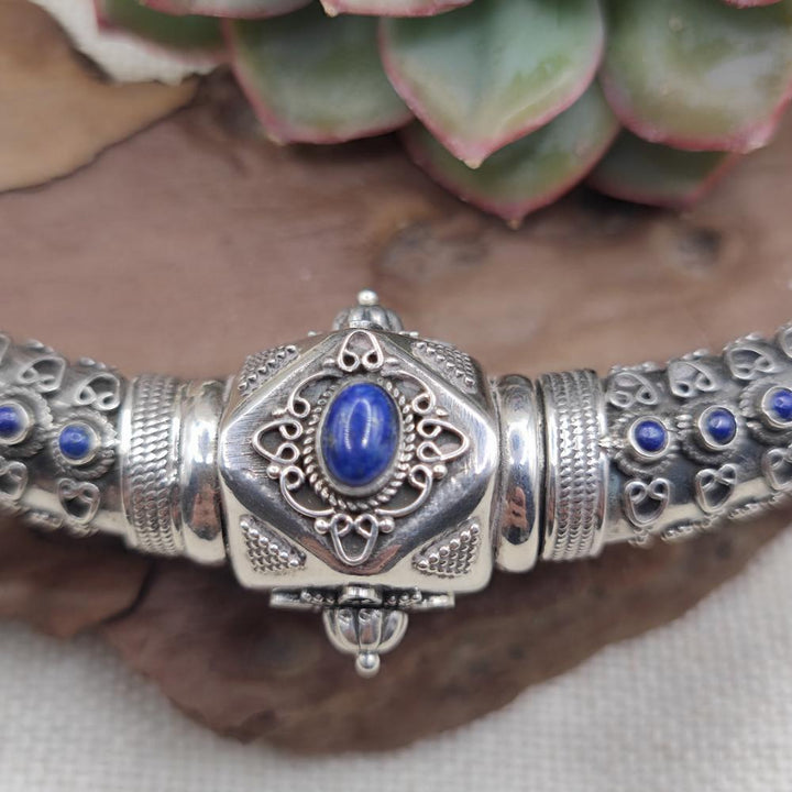 Collana rigida apribile in argento 925 lapislazzuli - YAMUNOTRI