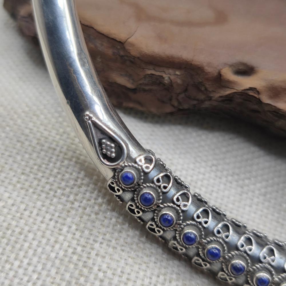 Collana rigida apribile in argento 925 lapislazzuli - YAMUNOTRI