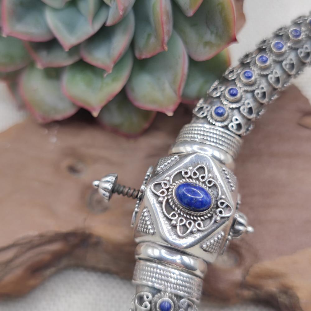 Collana rigida apribile in argento 925 lapislazzuli - YAMUNOTRI