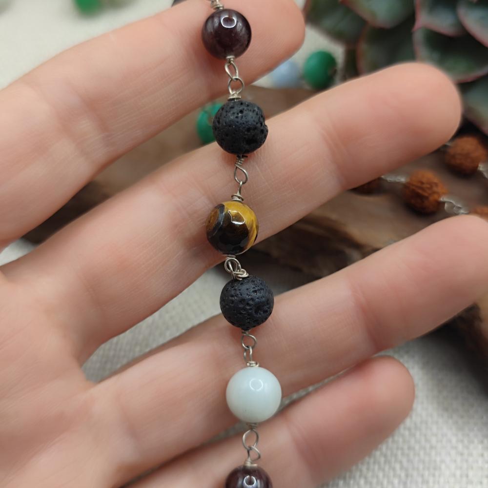 Collana artigianale multipietra in argento 925 - MAHANADI