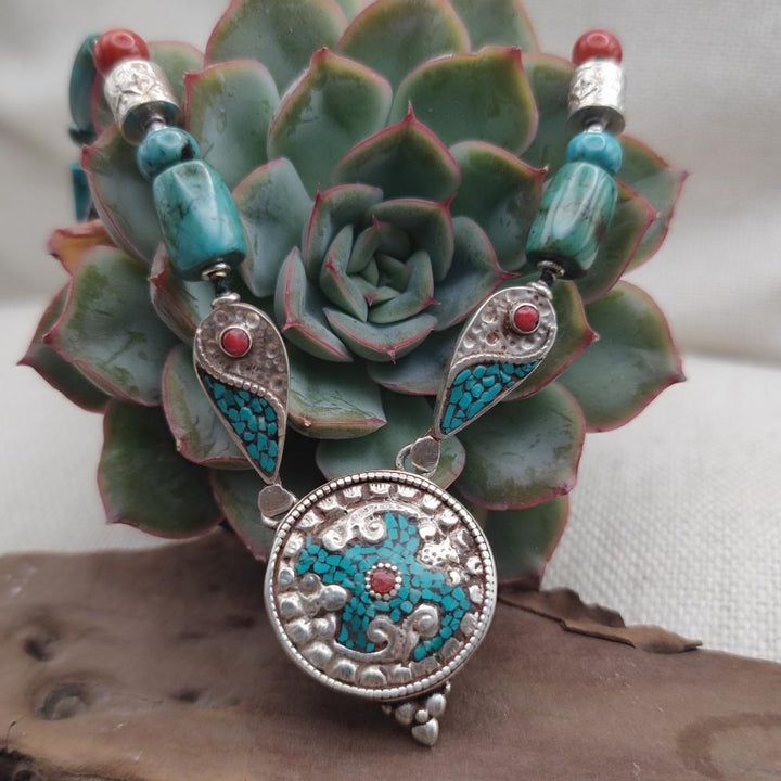 Collana etnica tibetana in argento 925 con turchese - VINUKONDA