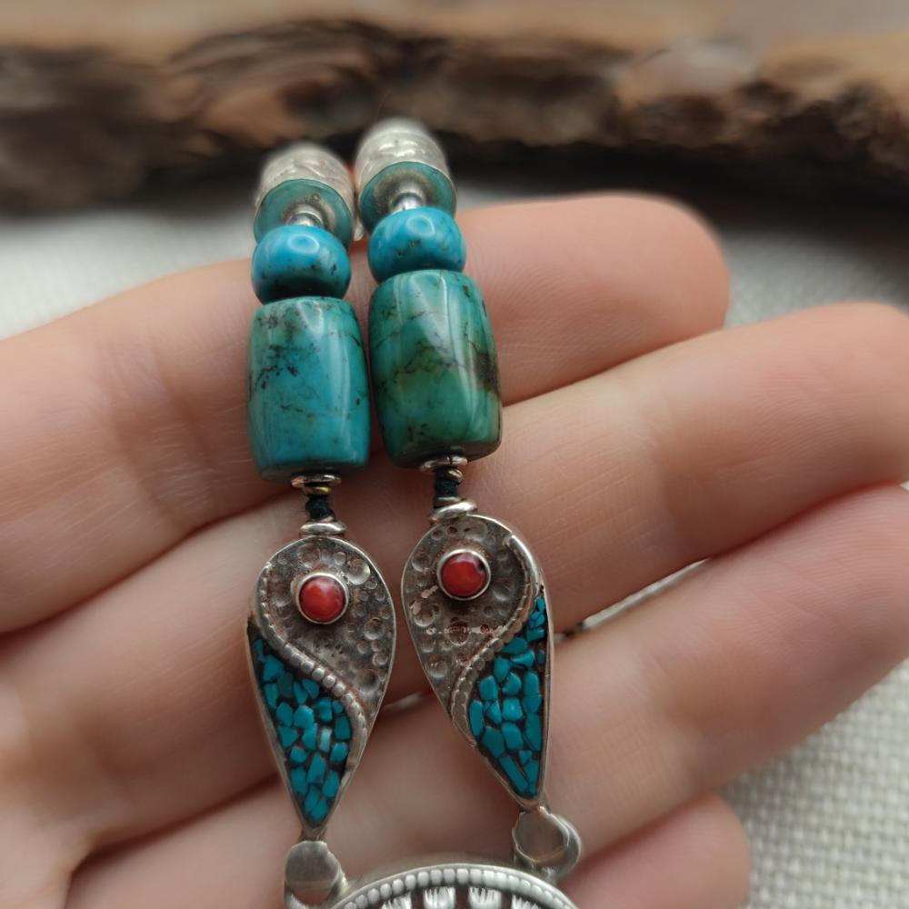 Collana etnica tibetana in argento 925 con turchese - VINUKONDA