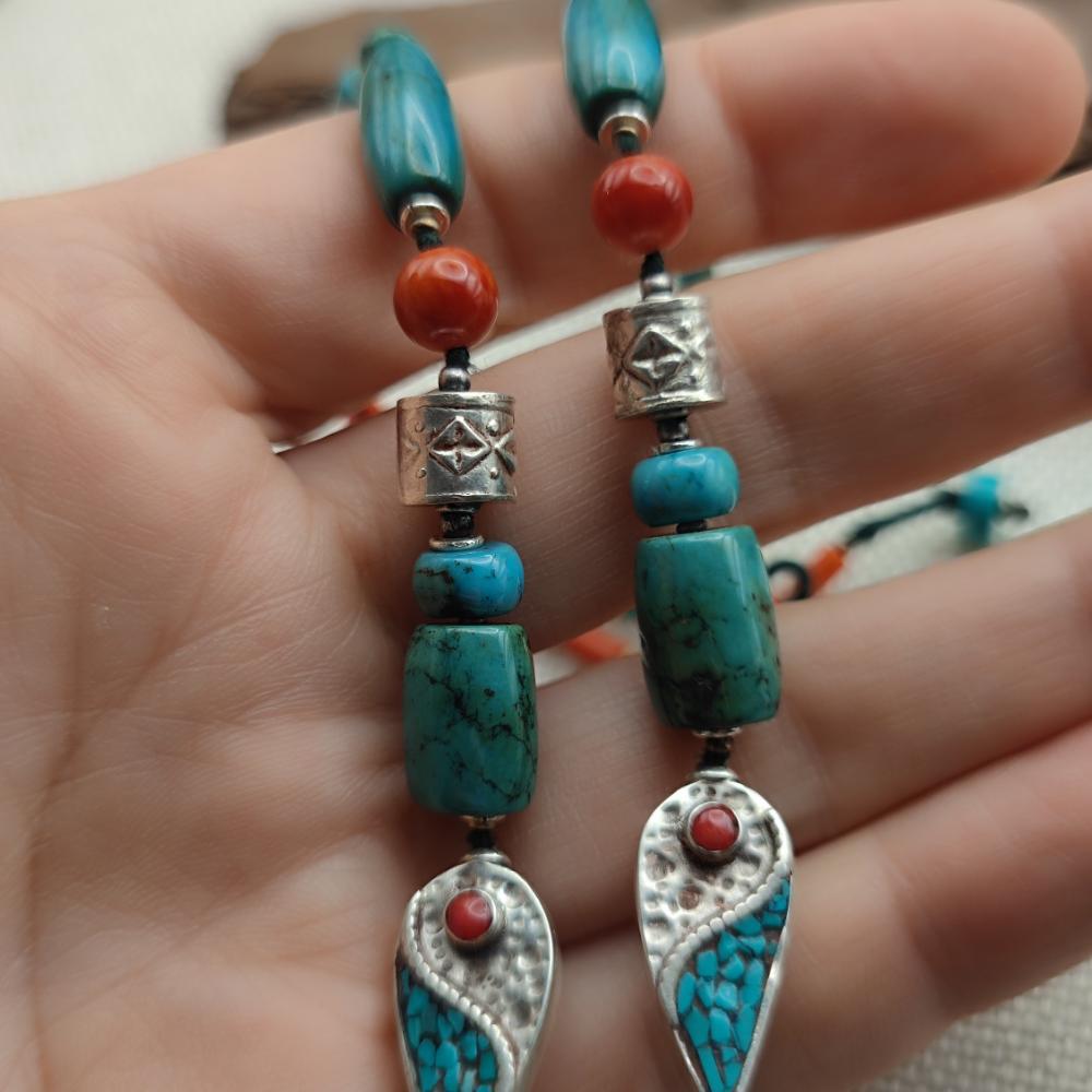Collana etnica tibetana in argento 925 con turchese - VINUKONDA
