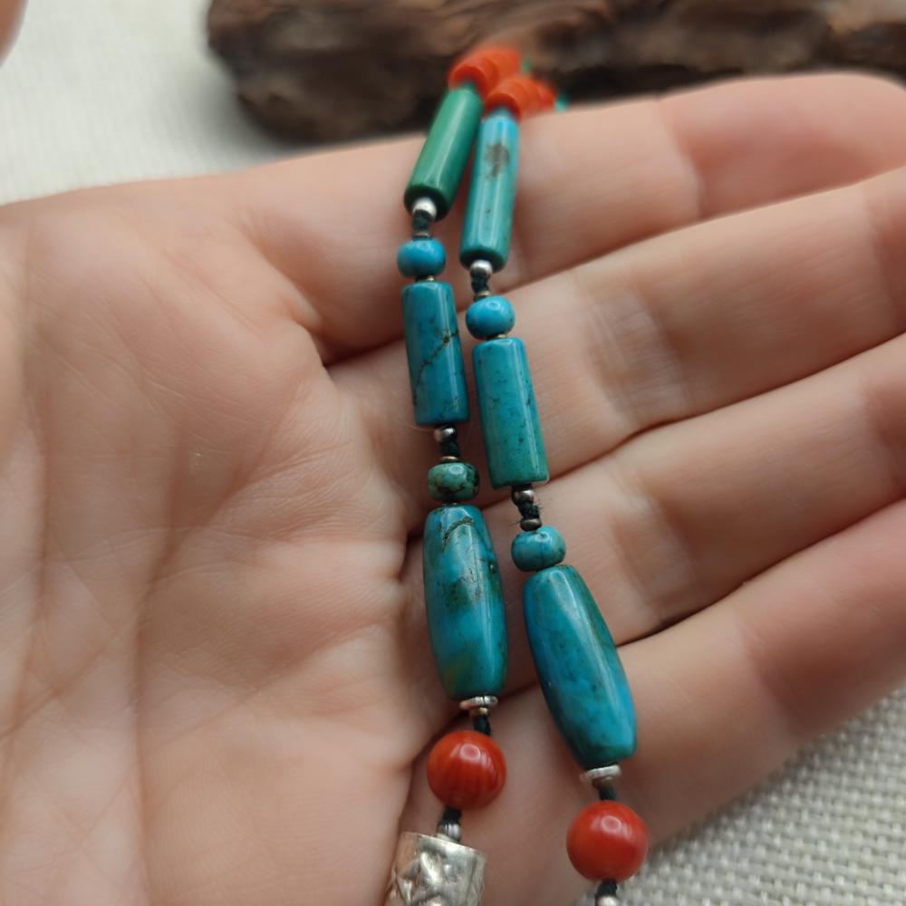 Collana etnica tibetana in argento 925 con turchese - VINUKONDA