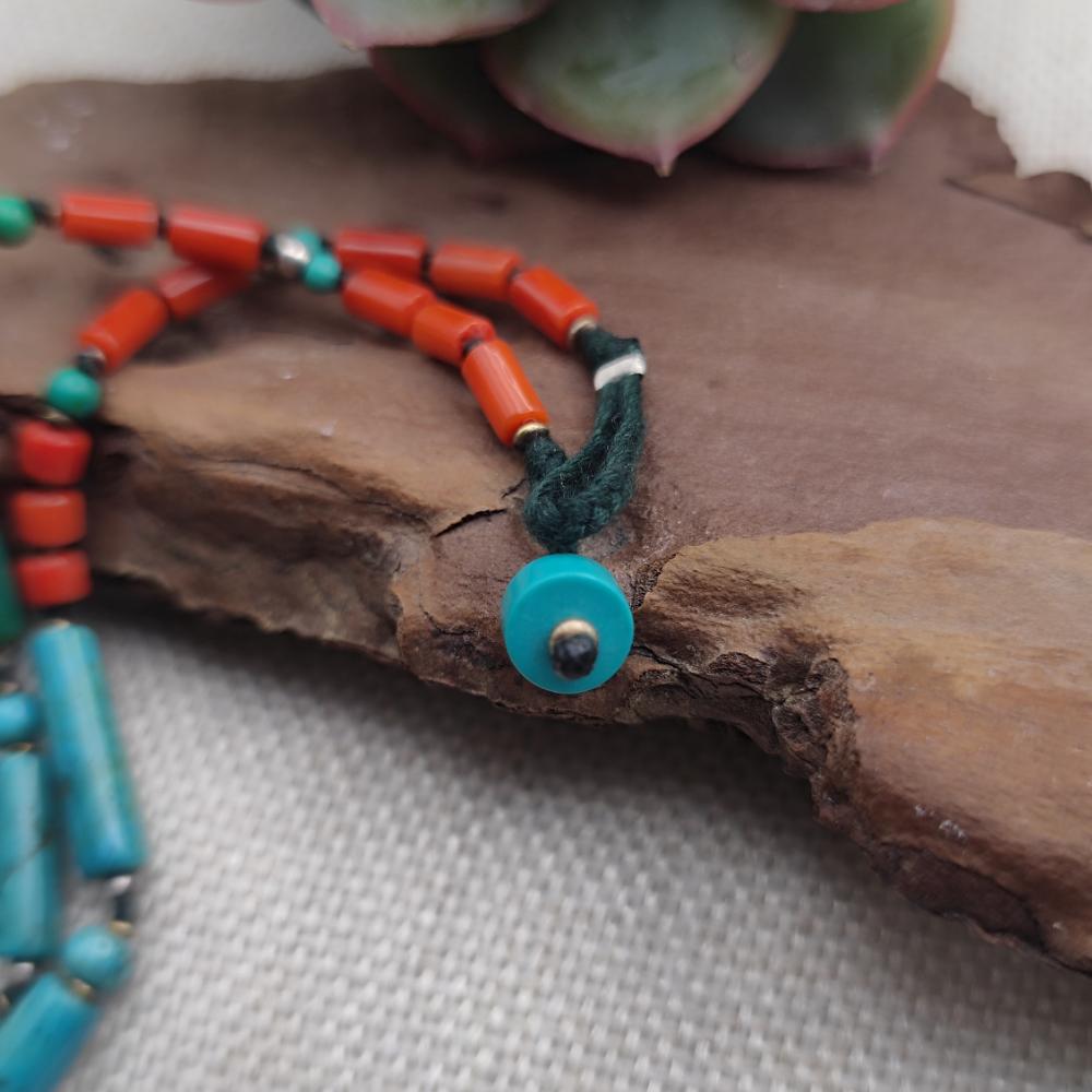 Collana etnica tibetana in argento 925 con turchese - VINUKONDA