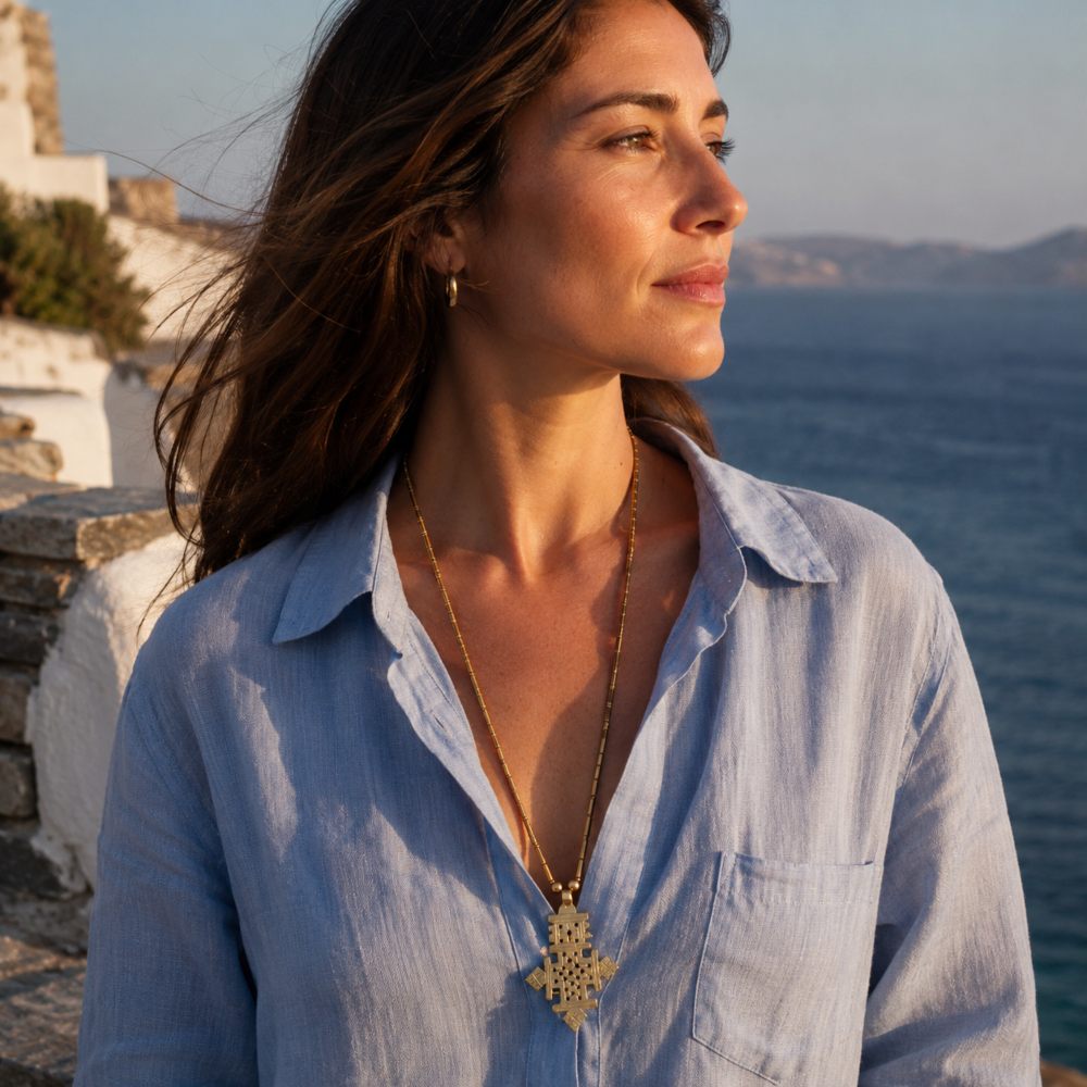 Collana etnica in ottone con ciondolo - RANIA