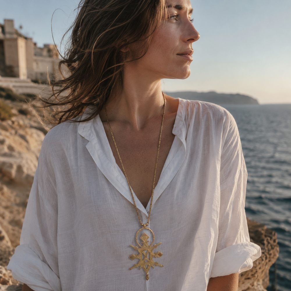 Collana etnica in ottone con ciondolo - SALMA