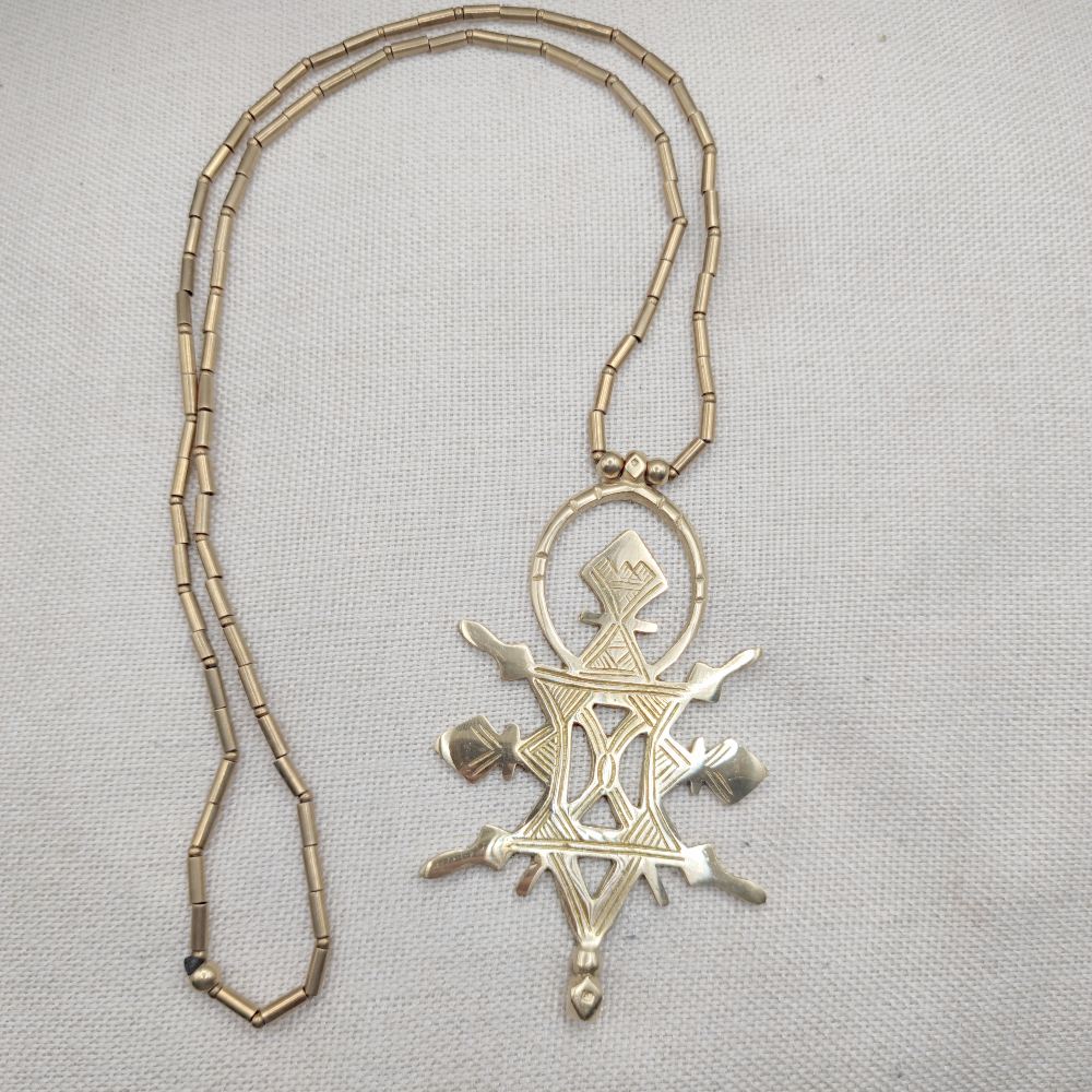 Collana etnica in ottone con ciondolo - SALMA