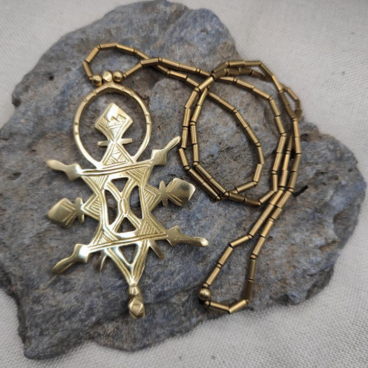 Collana etnica in ottone con ciondolo - SALMA