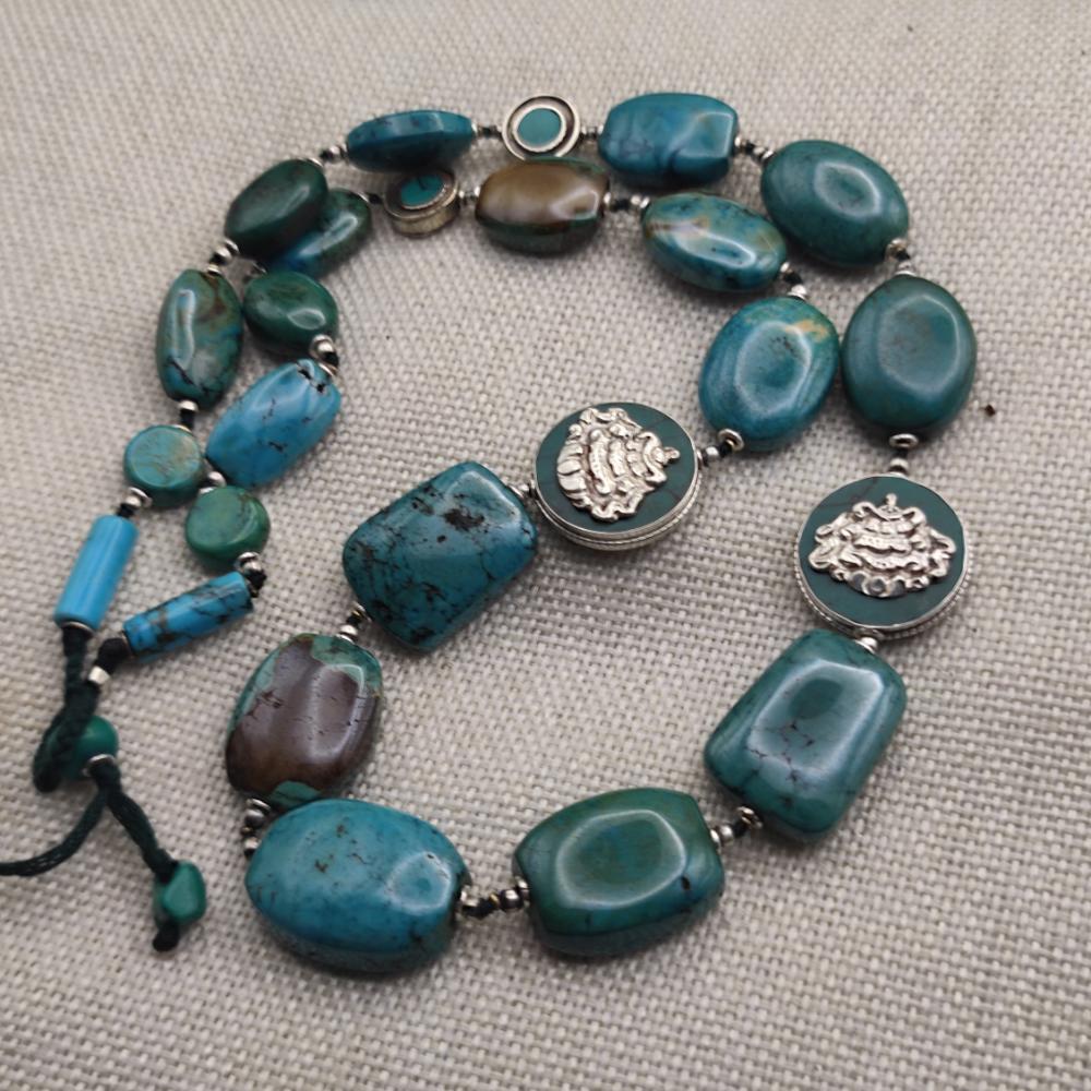 Collana etnica tibetana in argento 925 con turchese - VIZIANAGARAM