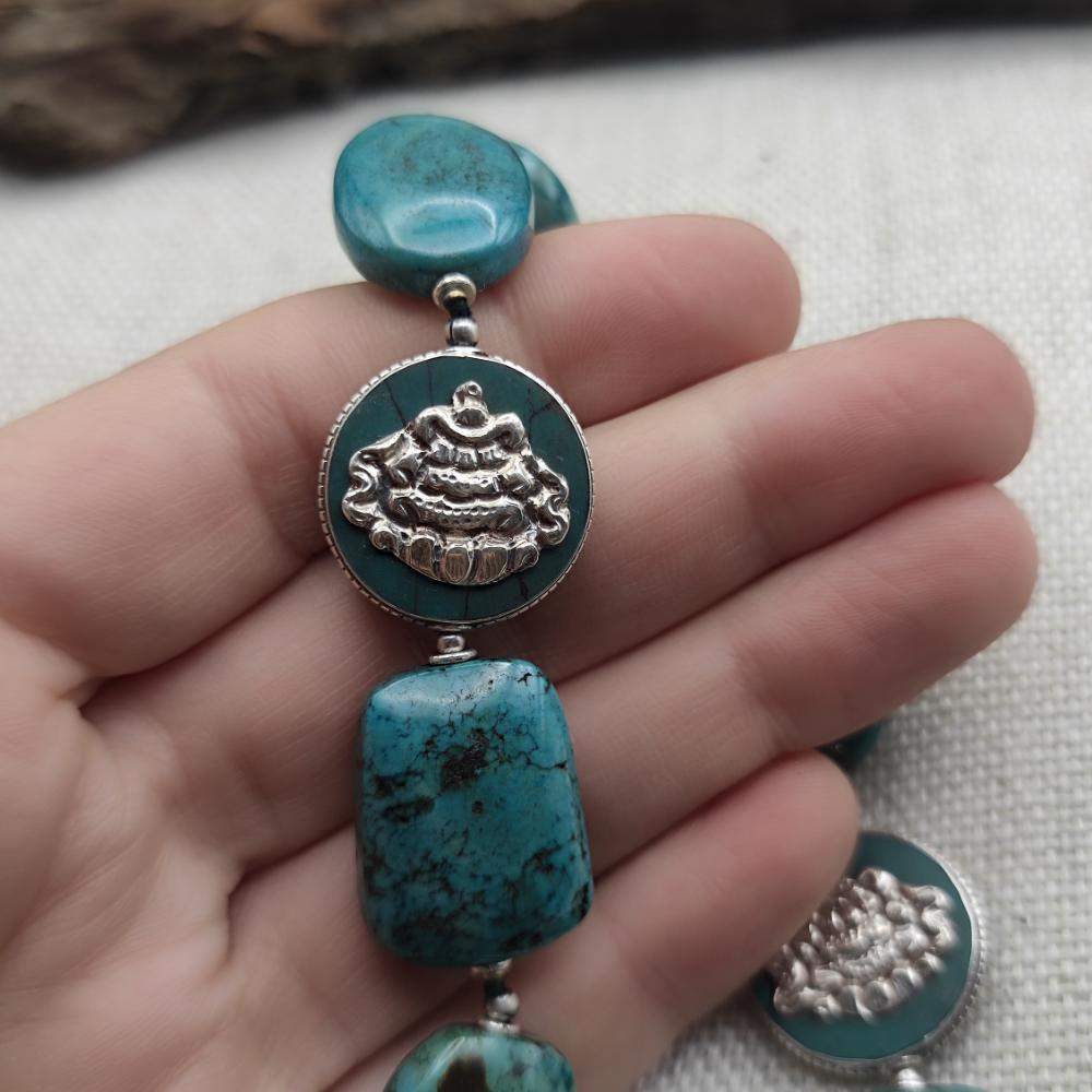 Collana etnica tibetana in argento 925 con turchese - VIZIANAGARAM