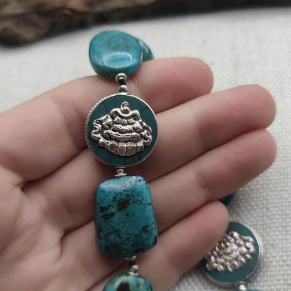 Collana etnica tibetana in argento 925 con turchese - VIZIANAGARAM
