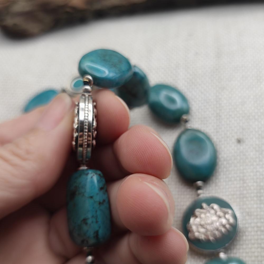 Collana etnica tibetana in argento 925 con turchese - VIZIANAGARAM