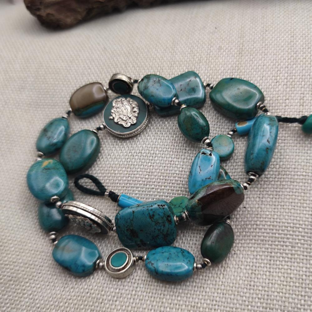 Collana etnica tibetana in argento 925 con turchese - VIZIANAGARAM