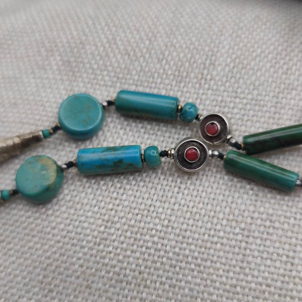 Collana etnica tibetana in argento 925 con turchese - WARANGAL