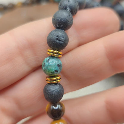Collana artigianale occhio di tigre in acciaio - RAIDAK