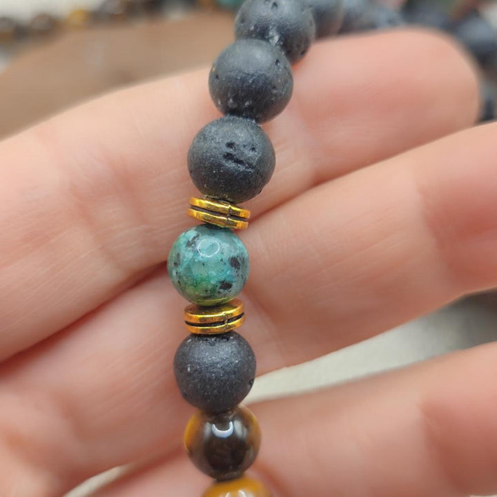 Collana artigianale occhio di tigre in acciaio - RAIDAK