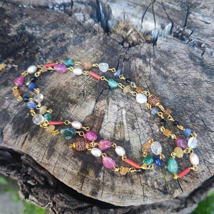 Collana in ottone Navratan con pietre - RAUNDA