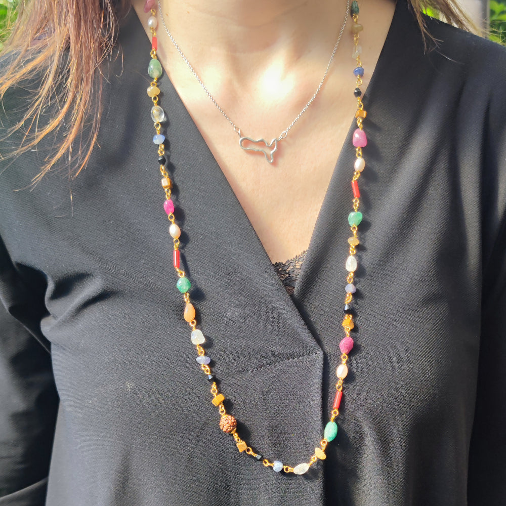 Collana in ottone Navratan con pietre - RAUNDA