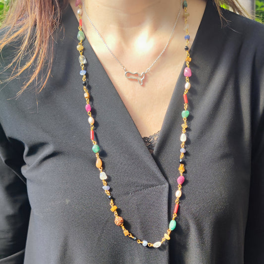 Collana in ottone Navratan con pietre - RAUNDA