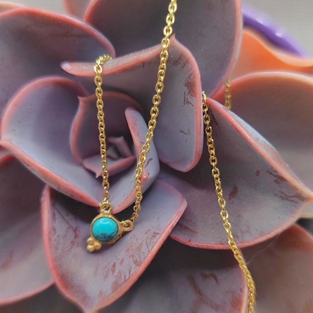 Collana in ottone con turchese - KUSUM