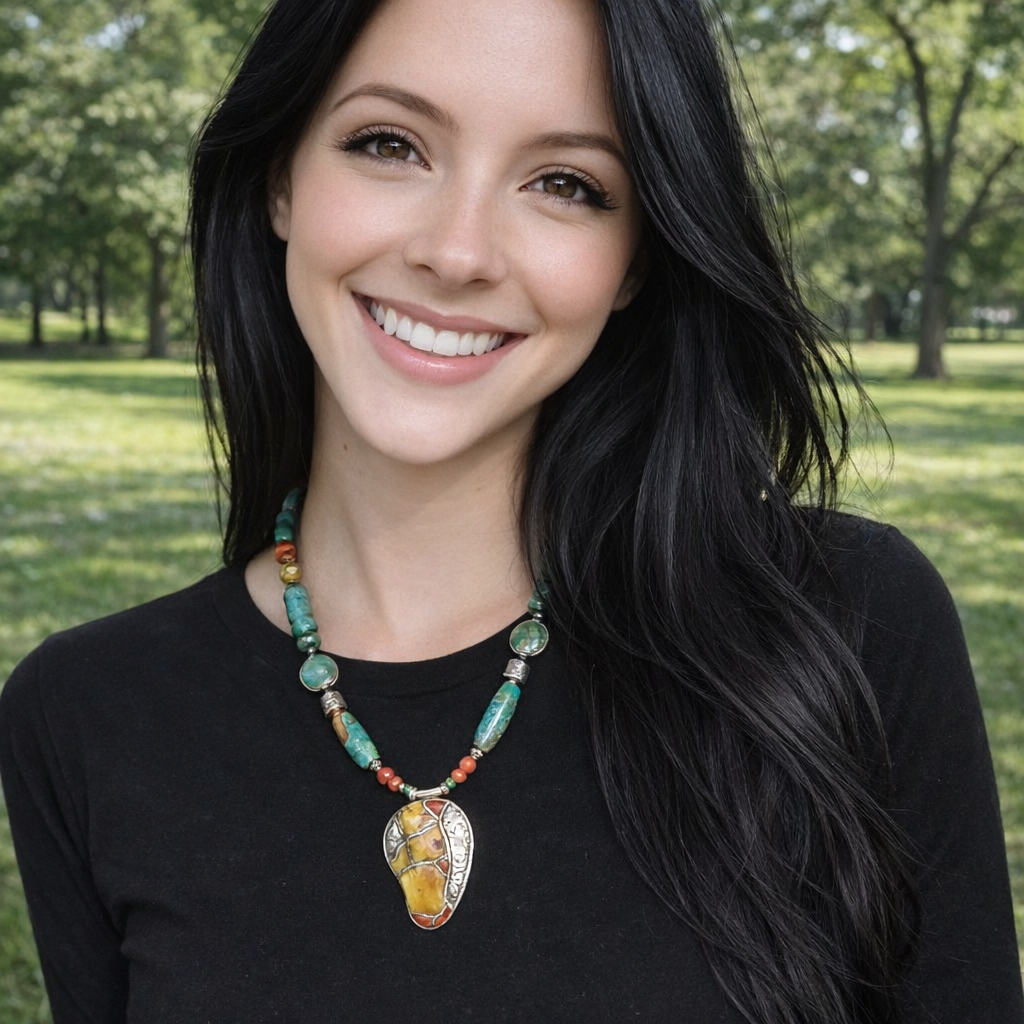 Collana etnica tibetana in argento 925 con turchese - VANA