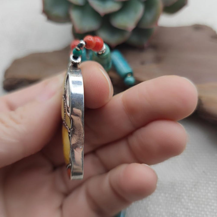 Collana etnica tibetana in argento 925 con turchese - VANA