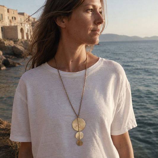 Collana etnica in ottone con ciondolo - HAMIRA