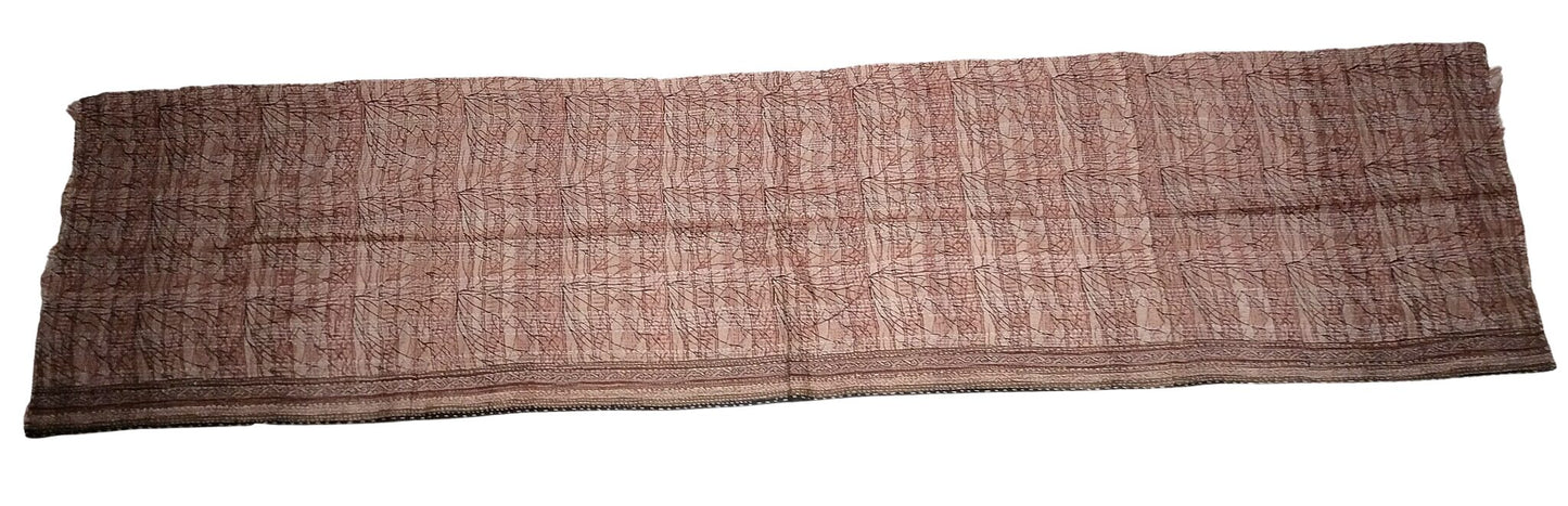 Sciarpa KANTHA con tessuti vintage misto seta ricamo a mano marrone – immagine totale