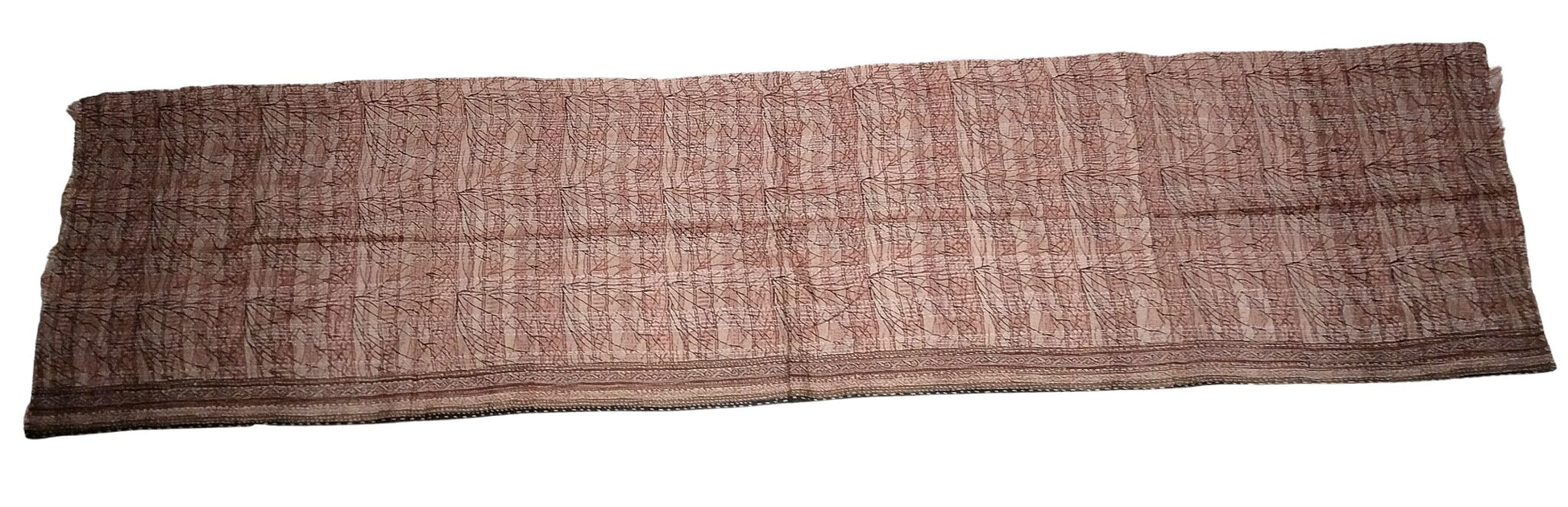 Sciarpa KANTHA con tessuti vintage misto seta ricamo a mano marrone – immagine totale