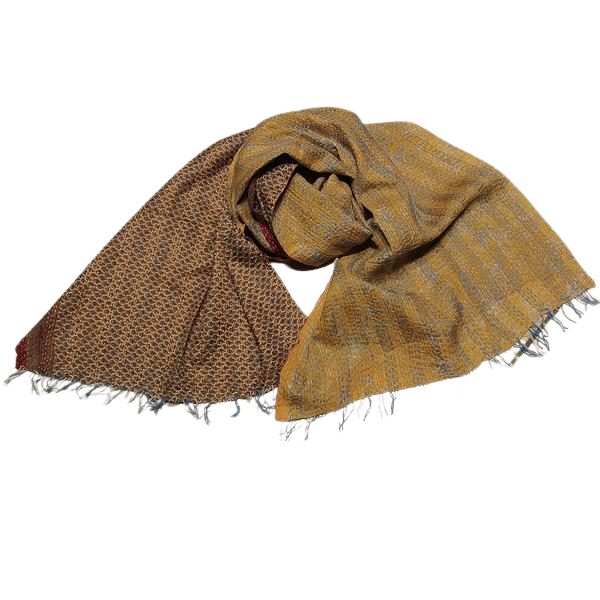 Sciarpa KANTHA con tessuti vintage misto seta ricamata a mano