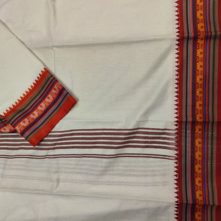 LUNGI SARONG bianco - Pareo india artigianale cotone - GAMCHA