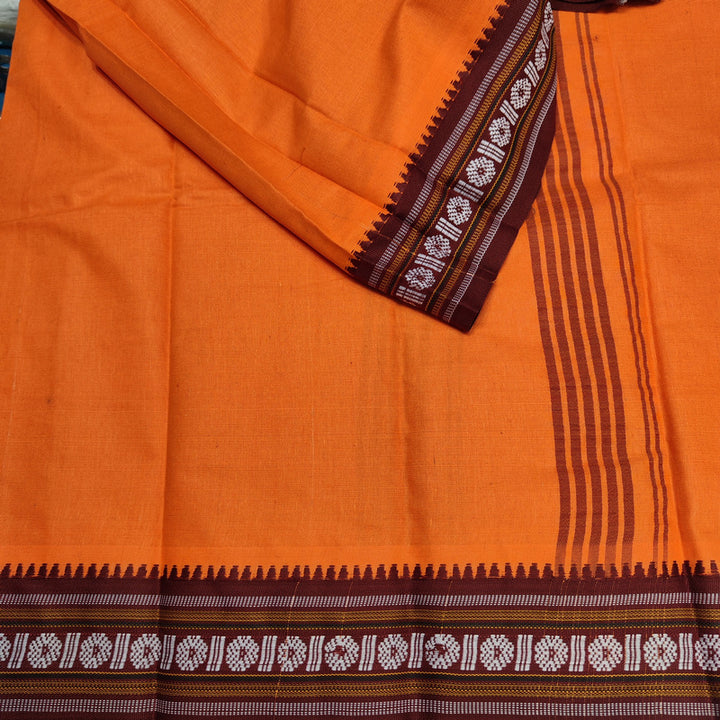 LUNGI SARONG arancione - Pareo india artigianale cotone - GAMCHA
