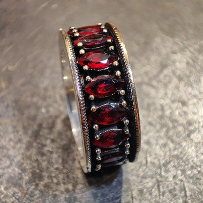 Anello artigianale fascia in argento 925 con pietra - MALAMPUR