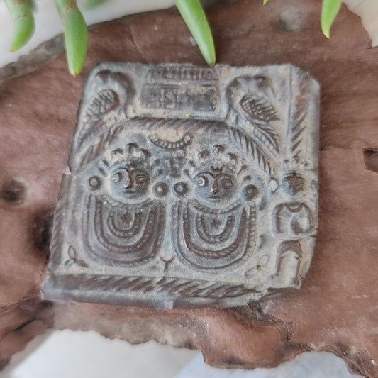 Icona votiva antica in rame - RADHA e KRISHNA