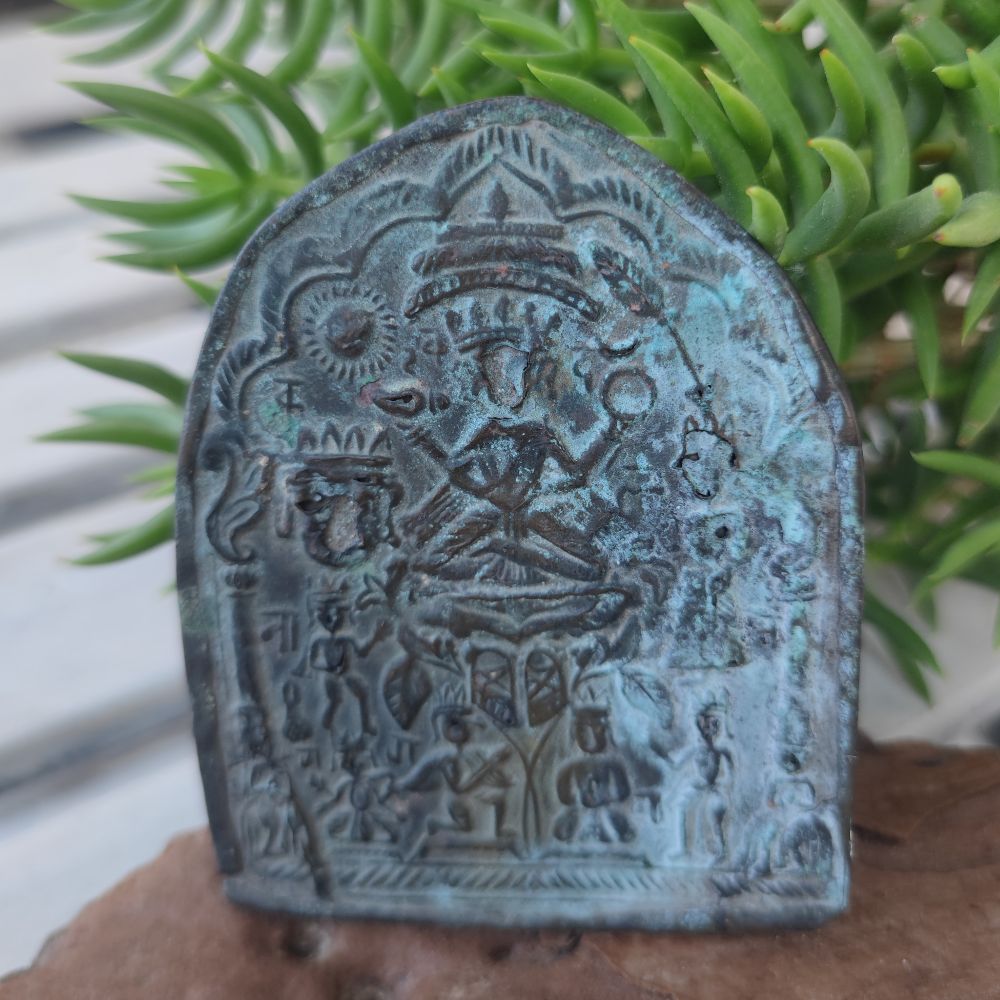 Icona votiva antica in rame arte sacra - TAPOBAN