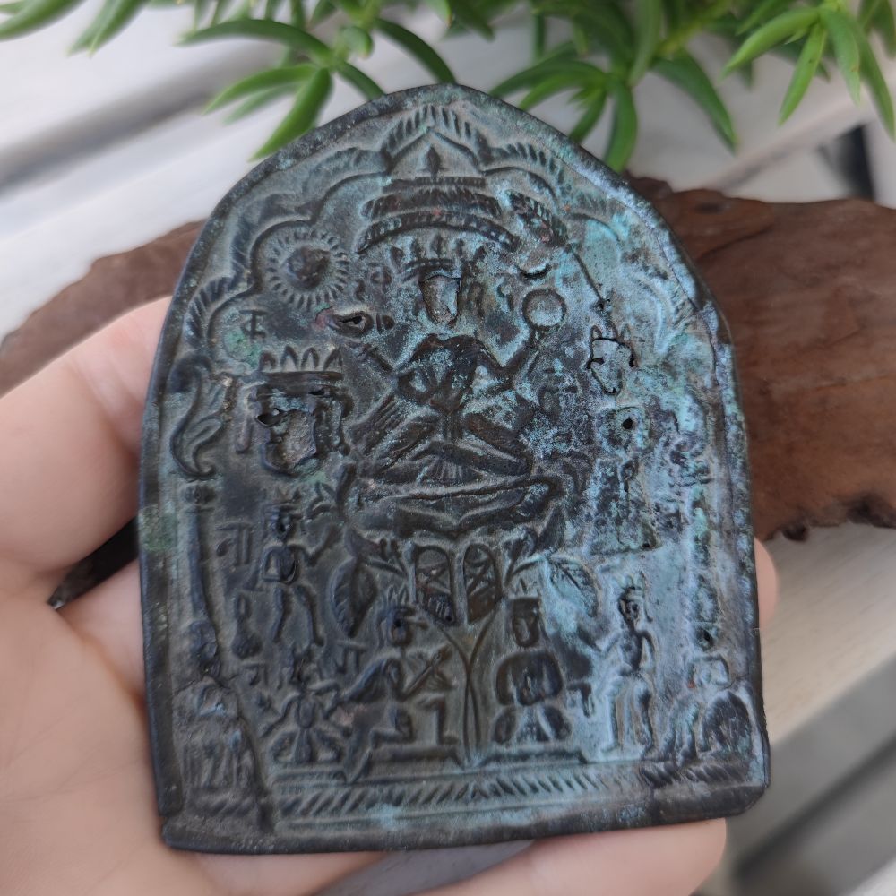 Icona votiva antica in rame arte sacra - TAPOBAN