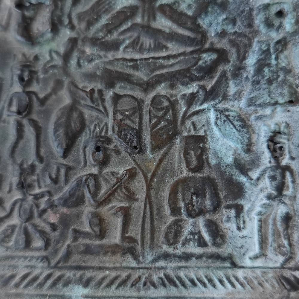 Icona votiva antica in rame arte sacra - TAPOBAN