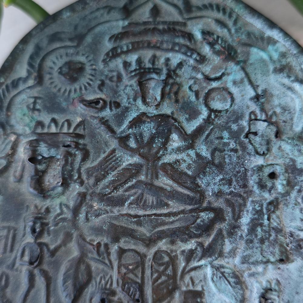 Icona votiva antica in rame arte sacra - TAPOBAN
