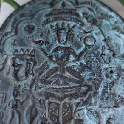 Icona votiva antica in rame arte sacra - TAPOBAN