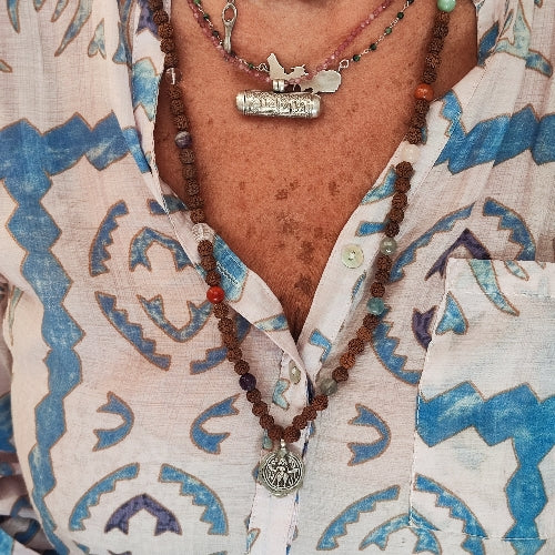 JAPA MALA con RUDRAKSHA e pietre con SHIVA